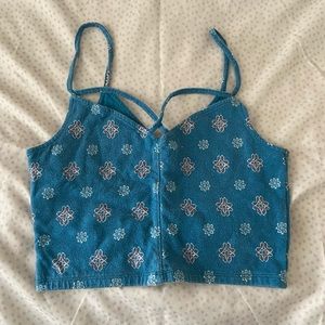 HOLLISTER TEAL/BLUE PATTERN TOP